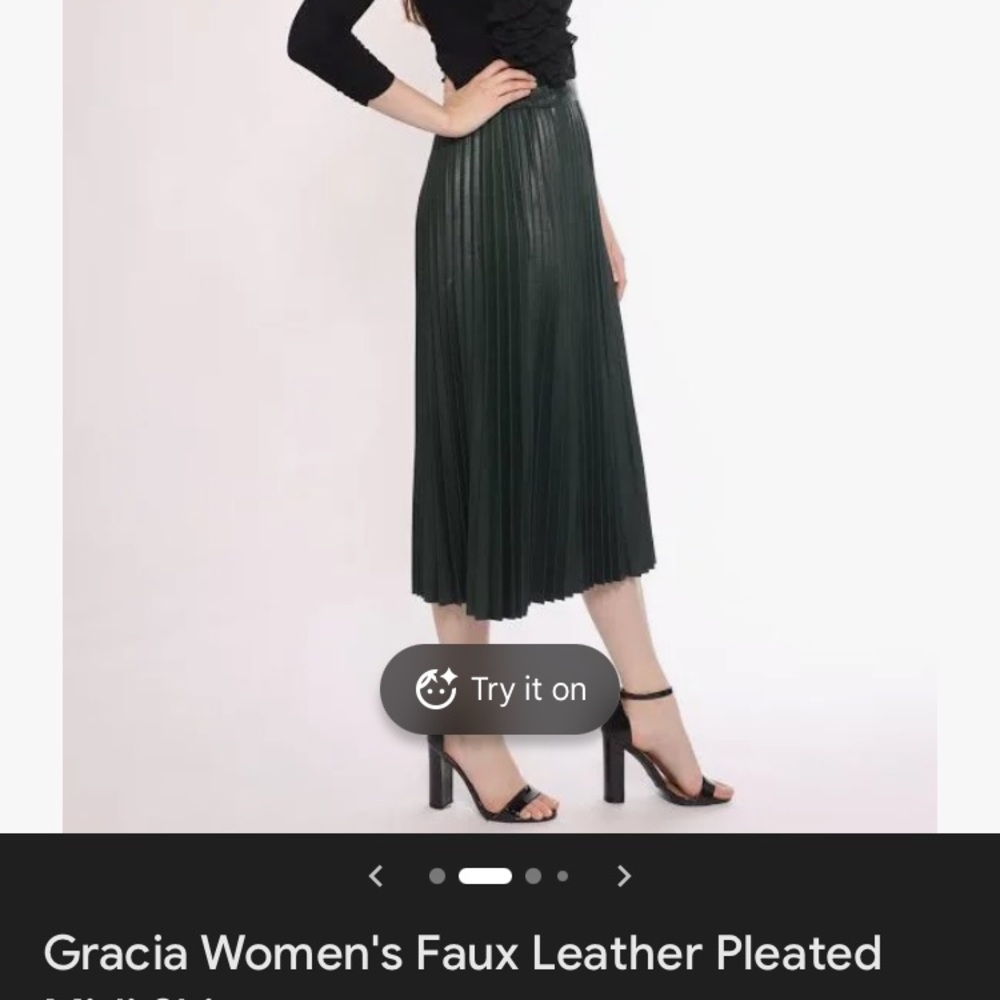 Gracia Dark Green Faux Leather A-Line Skirt